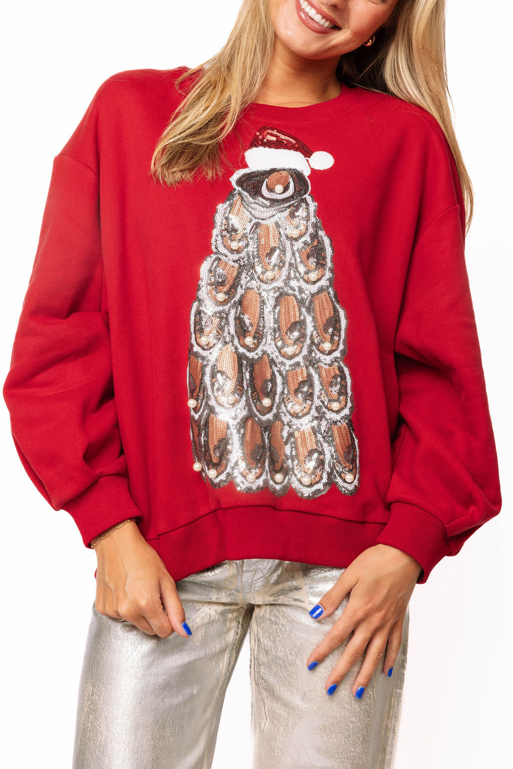 Red Oyster Christmas Tree Sweatshirt