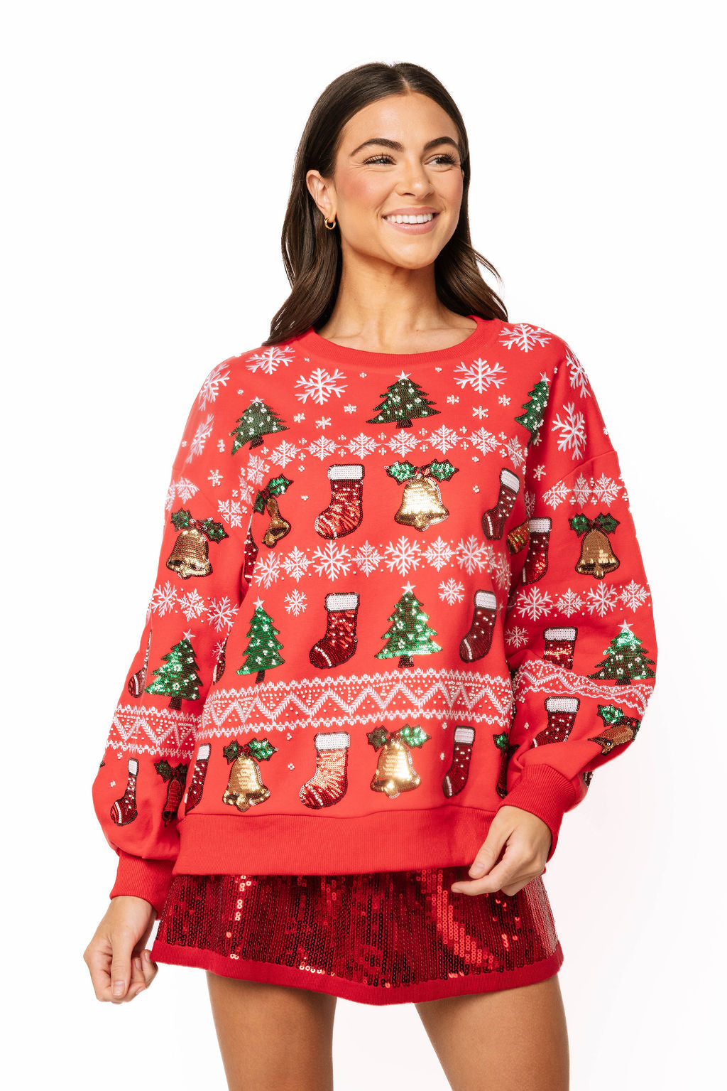 Red Snowflake Christmas Icons Sweatshirt