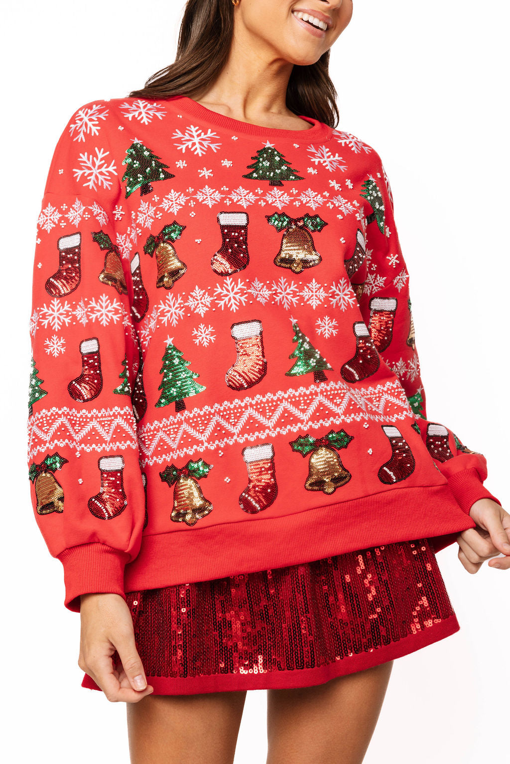 Red Snowflake Christmas Icons Sweatshirt