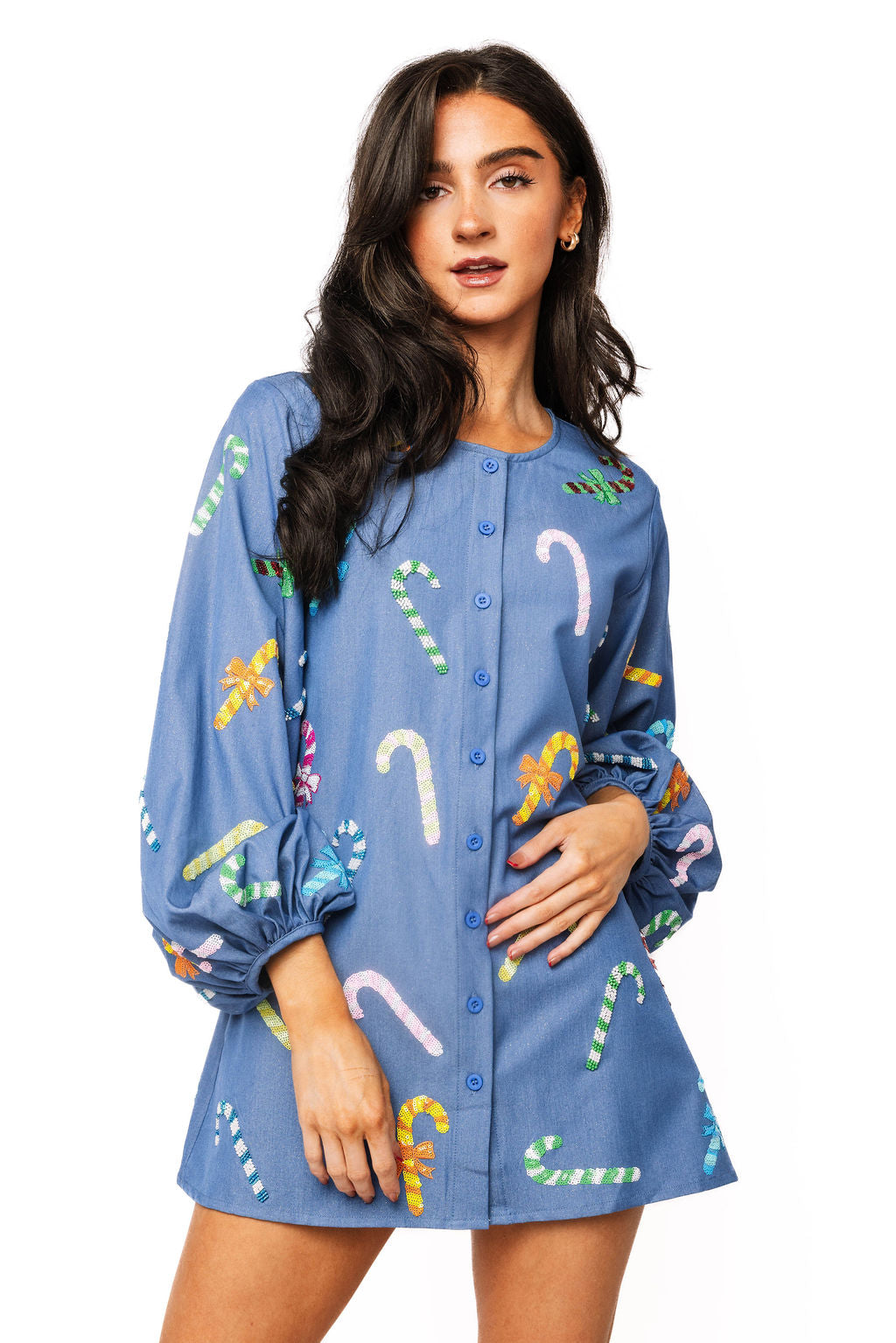 Chambray Multi Candy Cane Dress