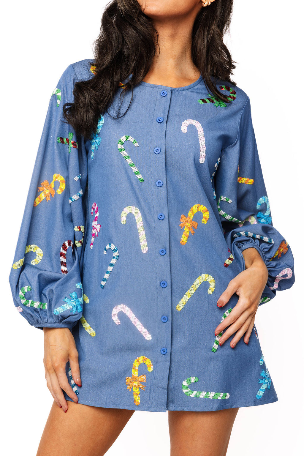 Chambray Multi Candy Cane Dress