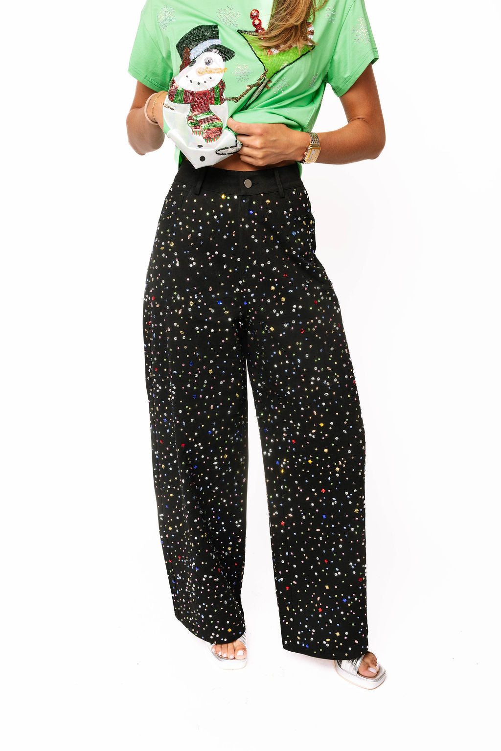 Black Multi Rhinestone Jeans