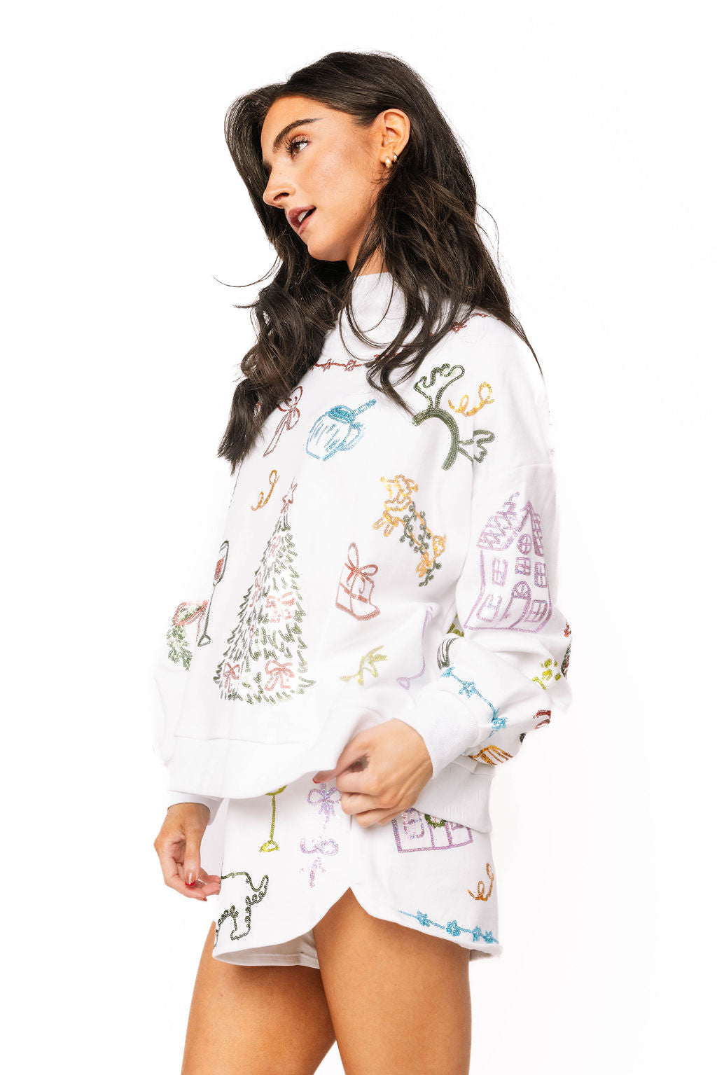 Sample White Christmas Icons Mock Neck Sweatshirt