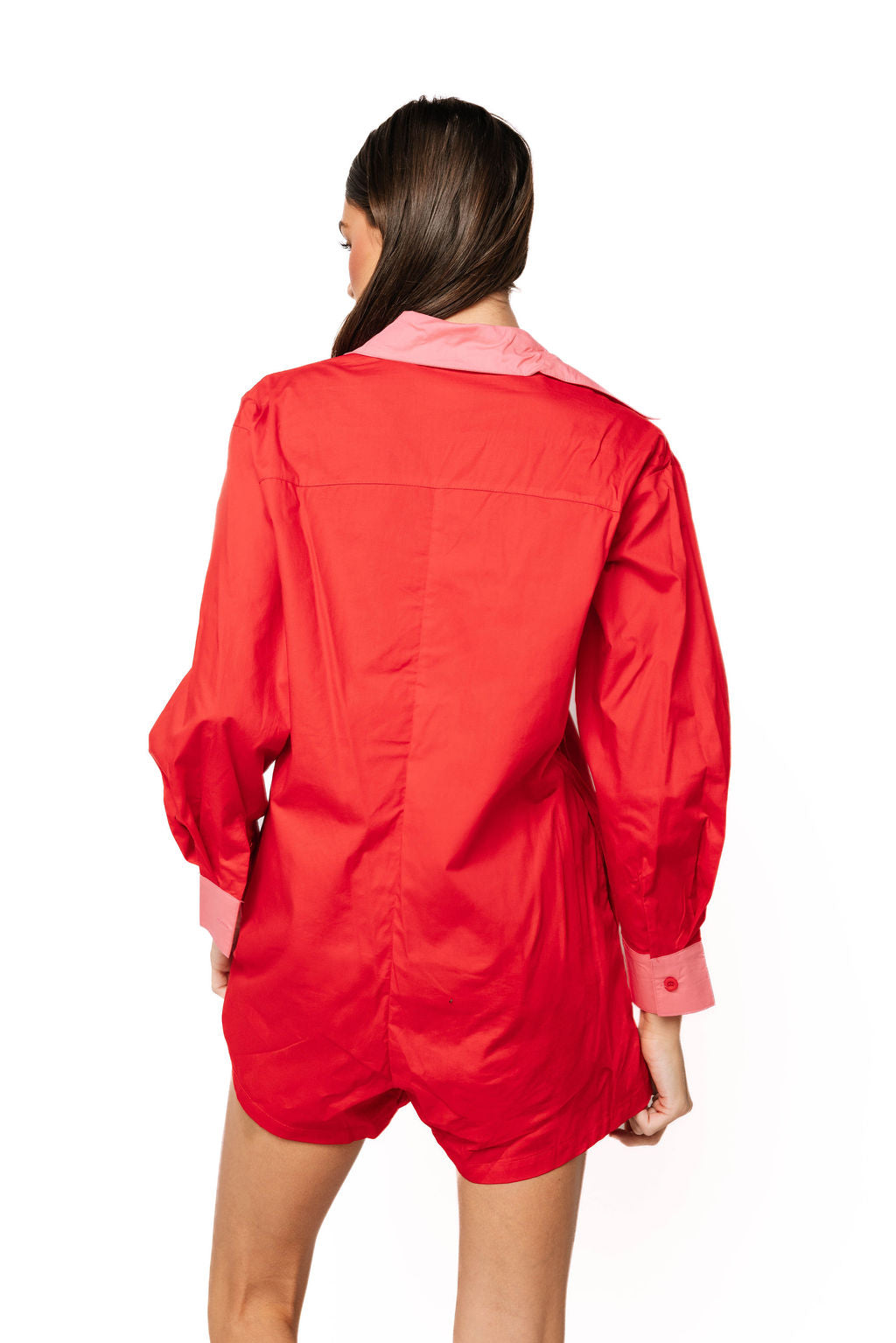 Sample Red Santa Leopard Hat Quarter Button Up Romper