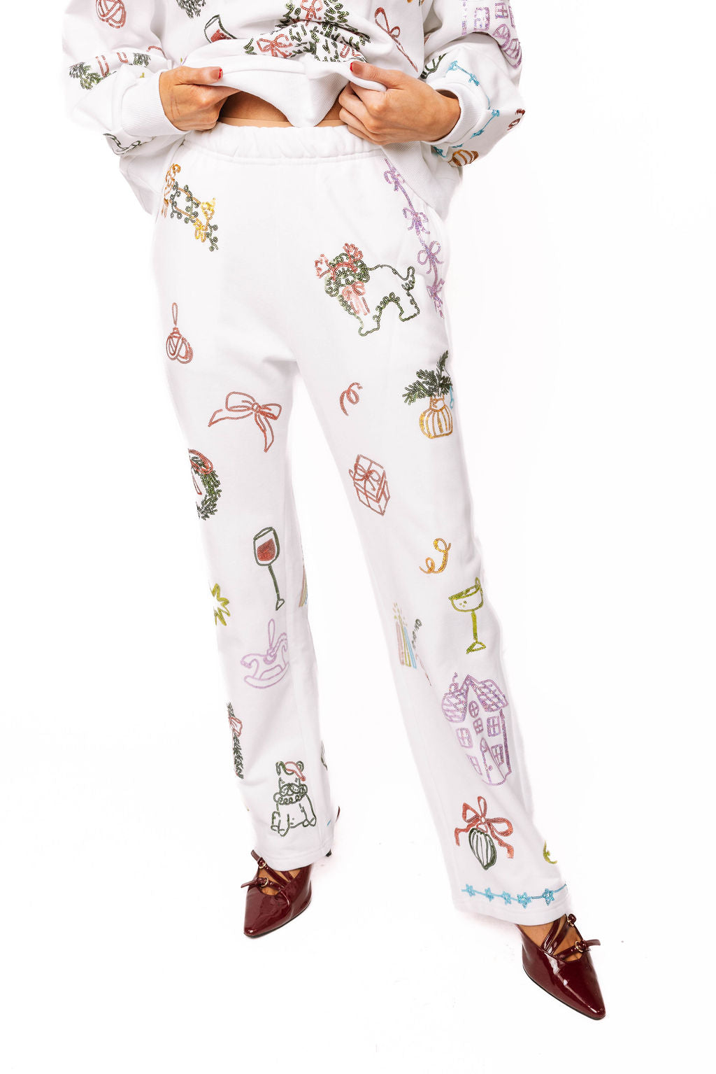 Sample White Christmas Icons Sweatpants