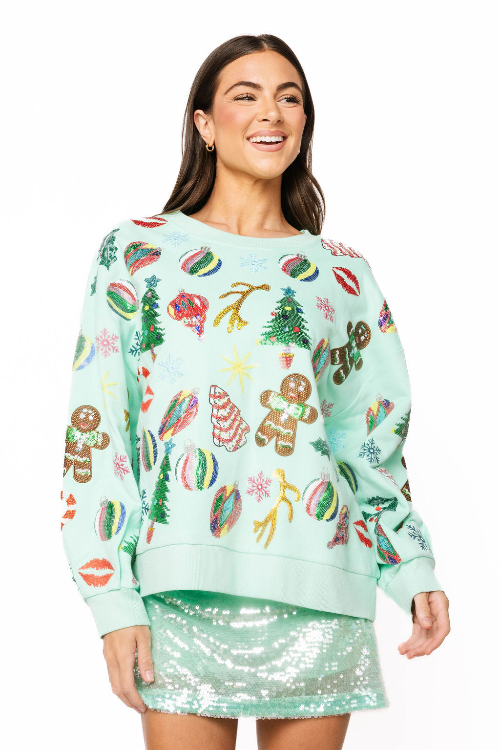 Mint Multi Christmas Icons Sweatshirt