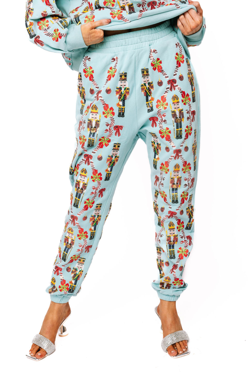 Aqua Nutcracker & Candy Cane Sweat Pant