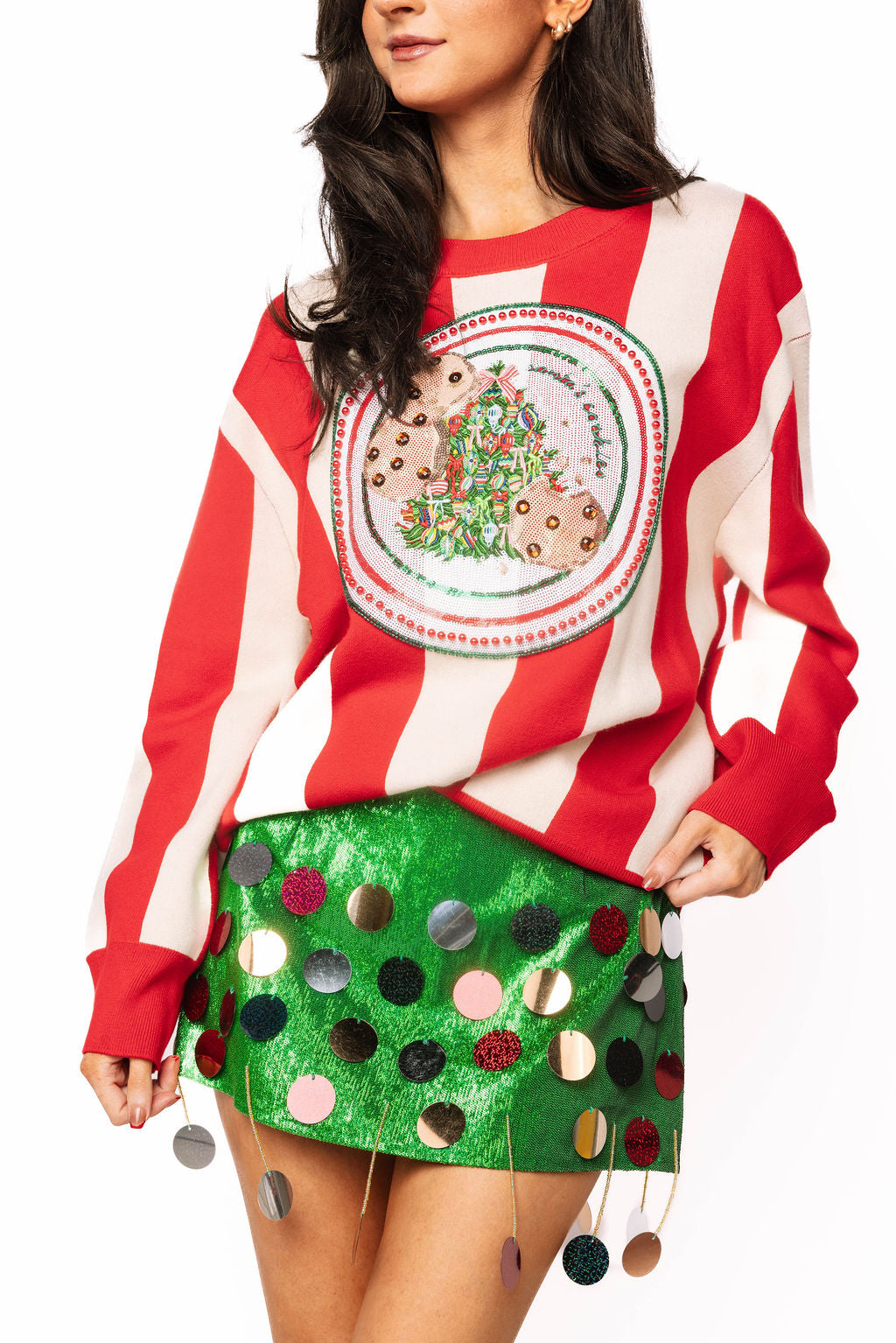 Red & White Striped Cookies on Plate Sweater