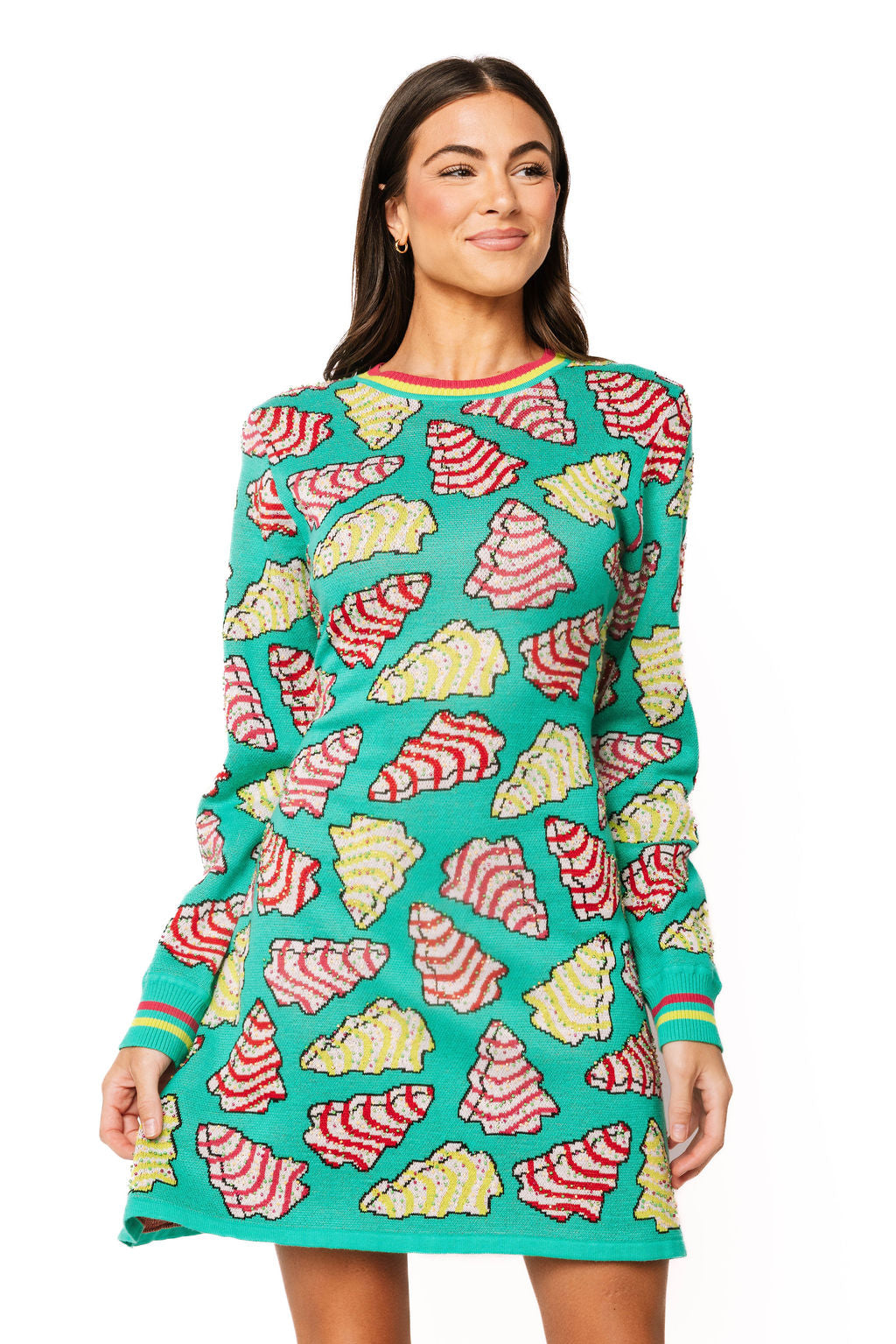 Sample Green Christmas Cookie Knit Dress