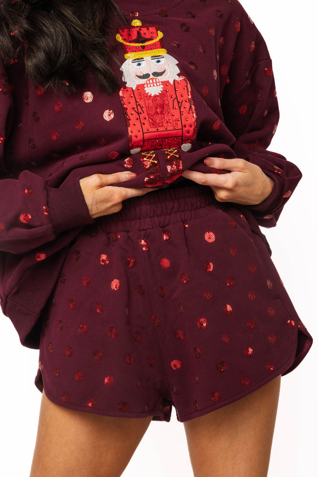 Red Polka Dot QOS Sparkle Logo Short