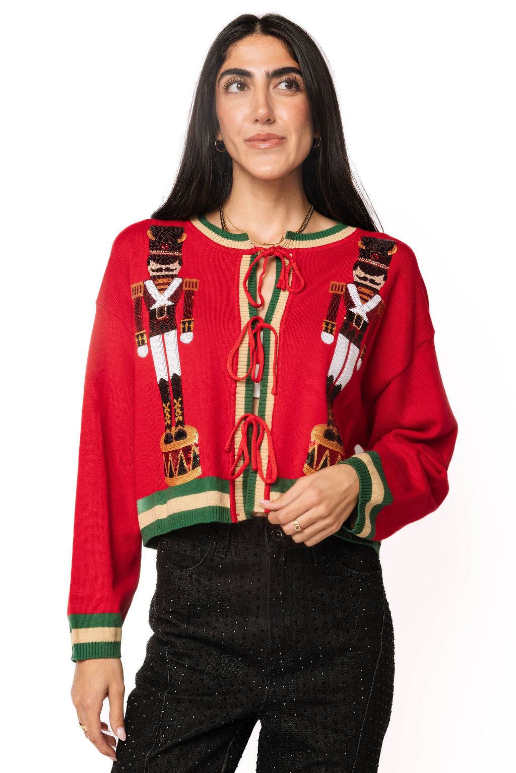 Red & Green Nutcracker Cardigan
