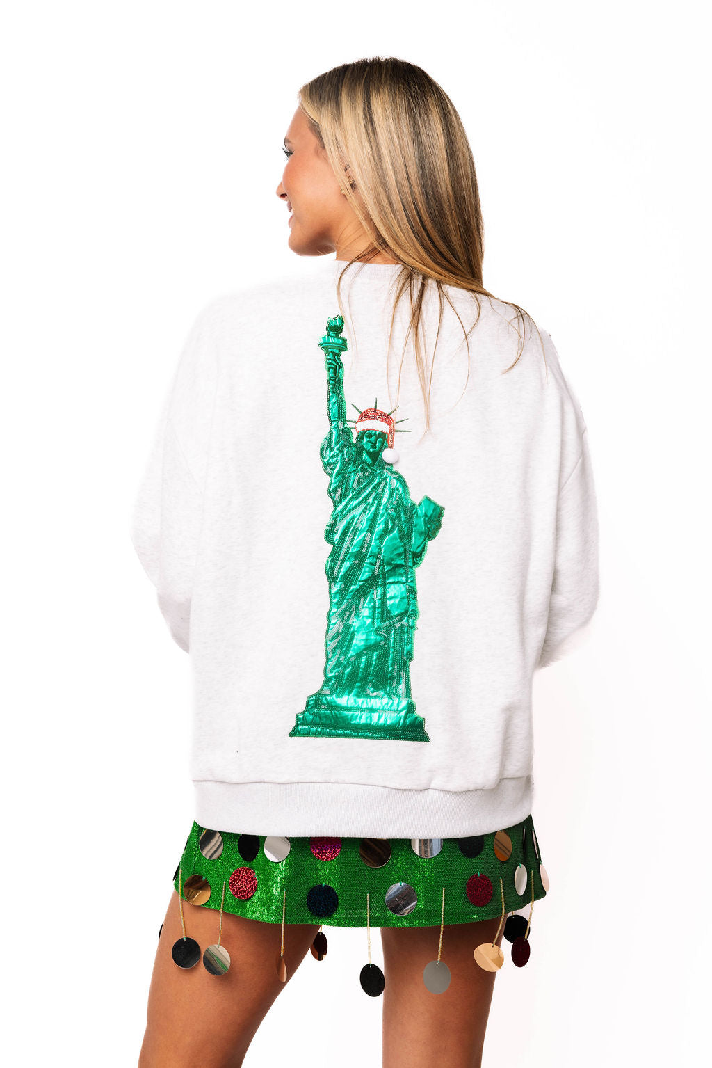 Sample Grey Statue of Liberty In Santa Hat Sweatshirt