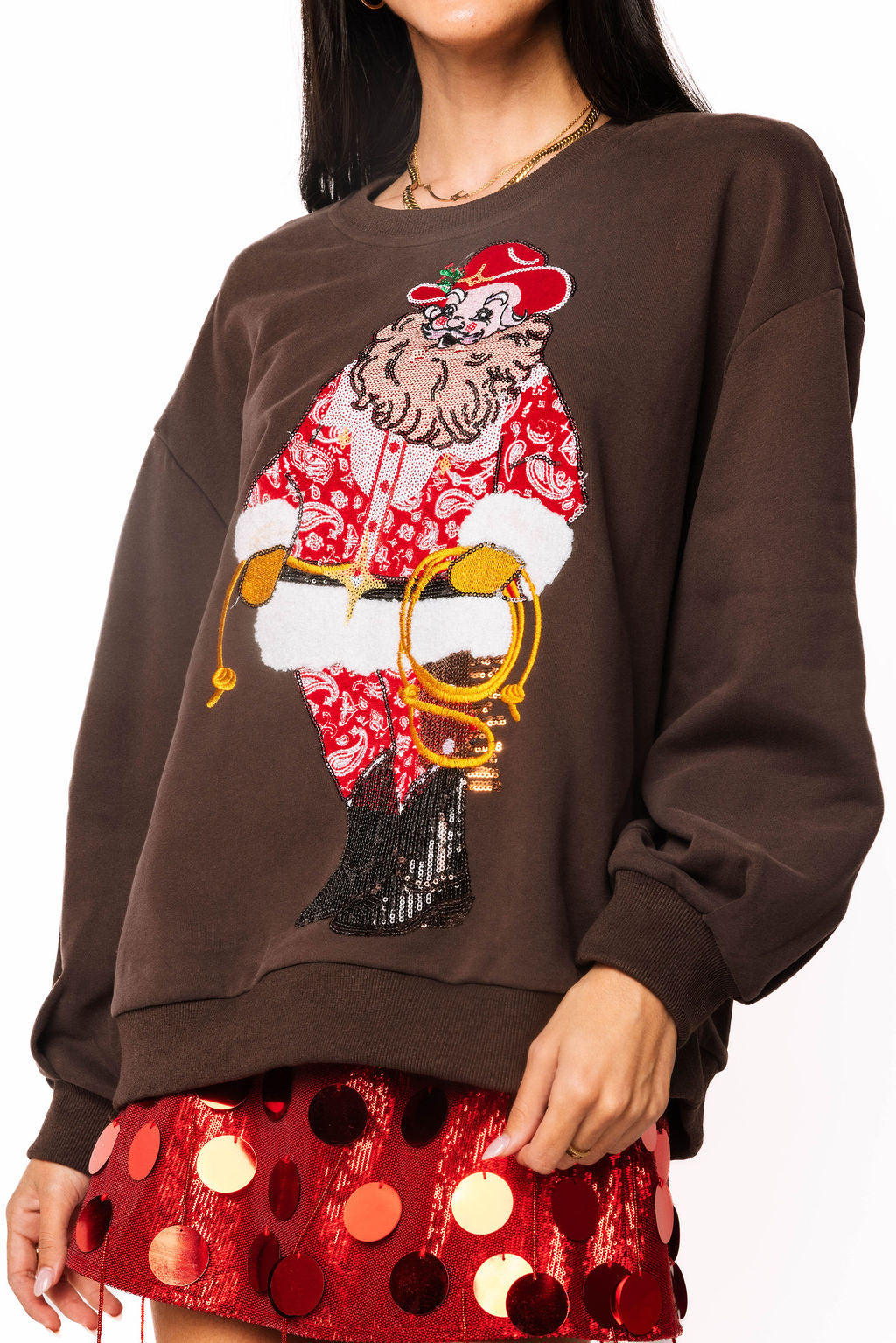 Brown Cowboy Santa Sweatshirt