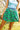 Green Colorblock Flower Fur Skirt