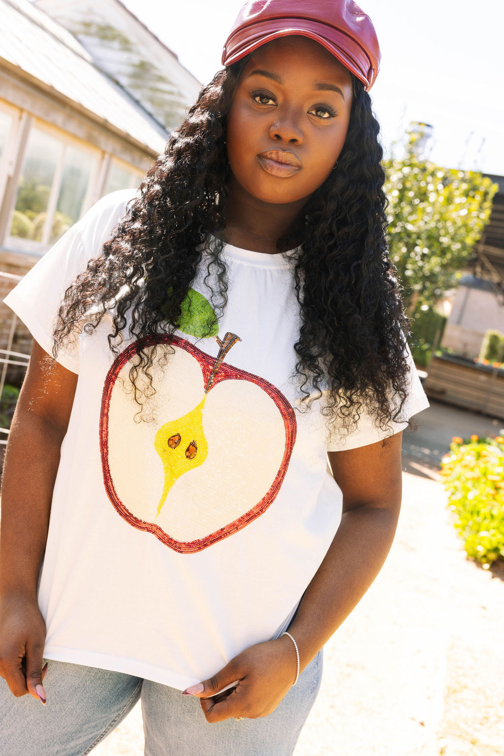 White Apple Half Tee