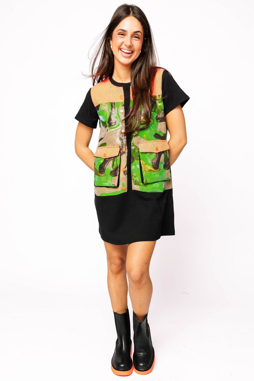 Sample Black, Orange & Camo Tee Dress