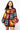 Maroon Multi Patchwork Balloon Sleeve Dress