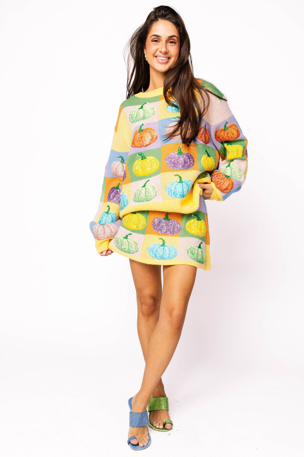 Pastel Colorblock Pumpkin Sweater