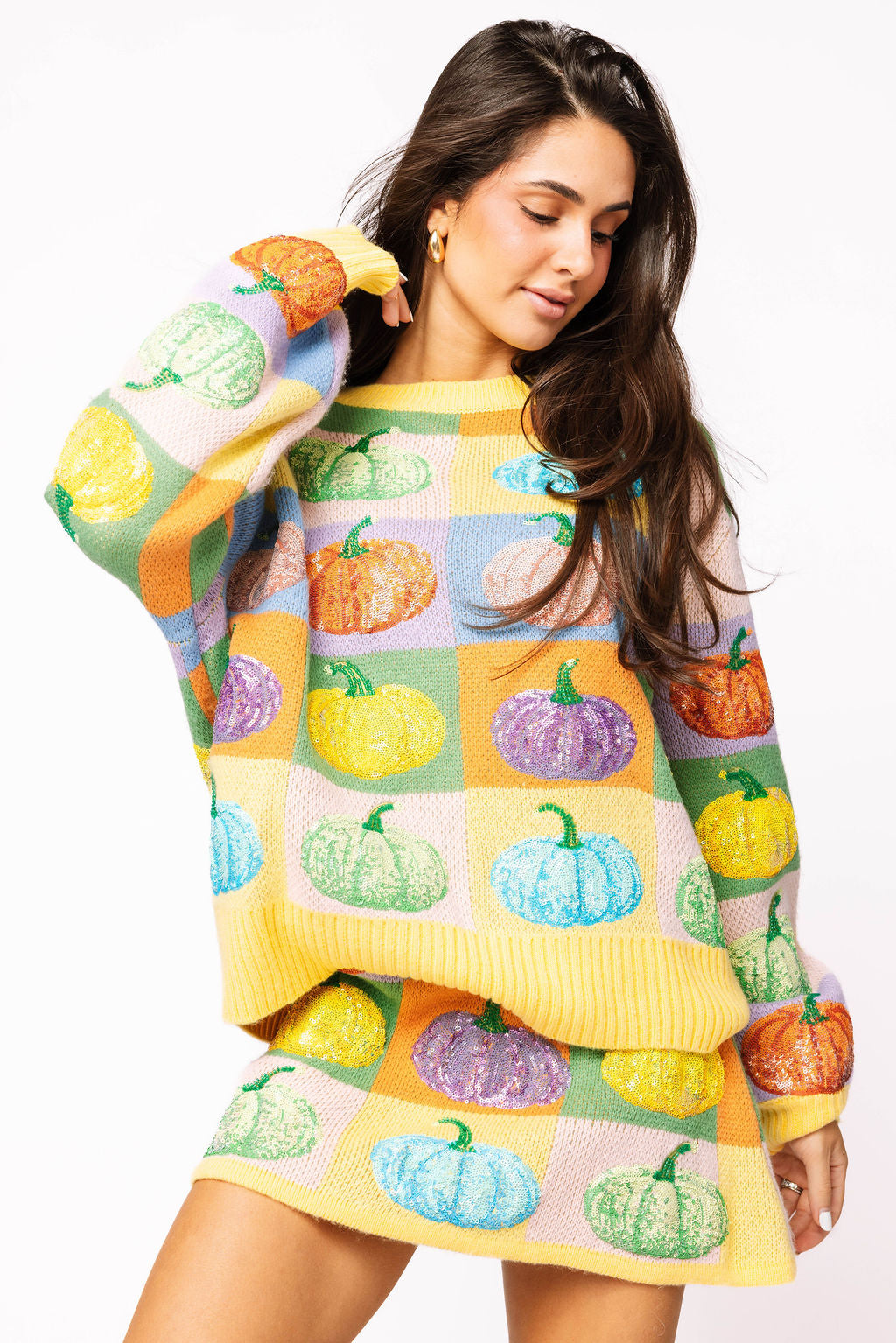 Pastel Colorblock Pumpkin Sweater