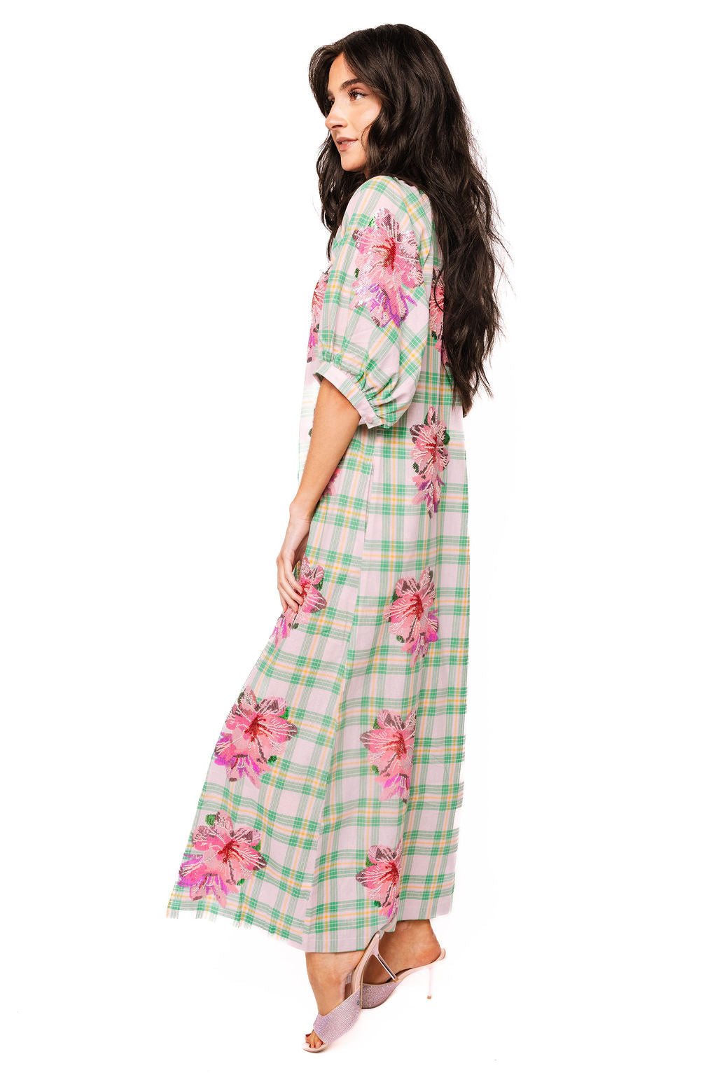 Plaid Azalea Button Up Midi Cotton Dress Queen of Sparkles Plaid Azalea Button Up Midi Cotton Dress Queen of Sparkles