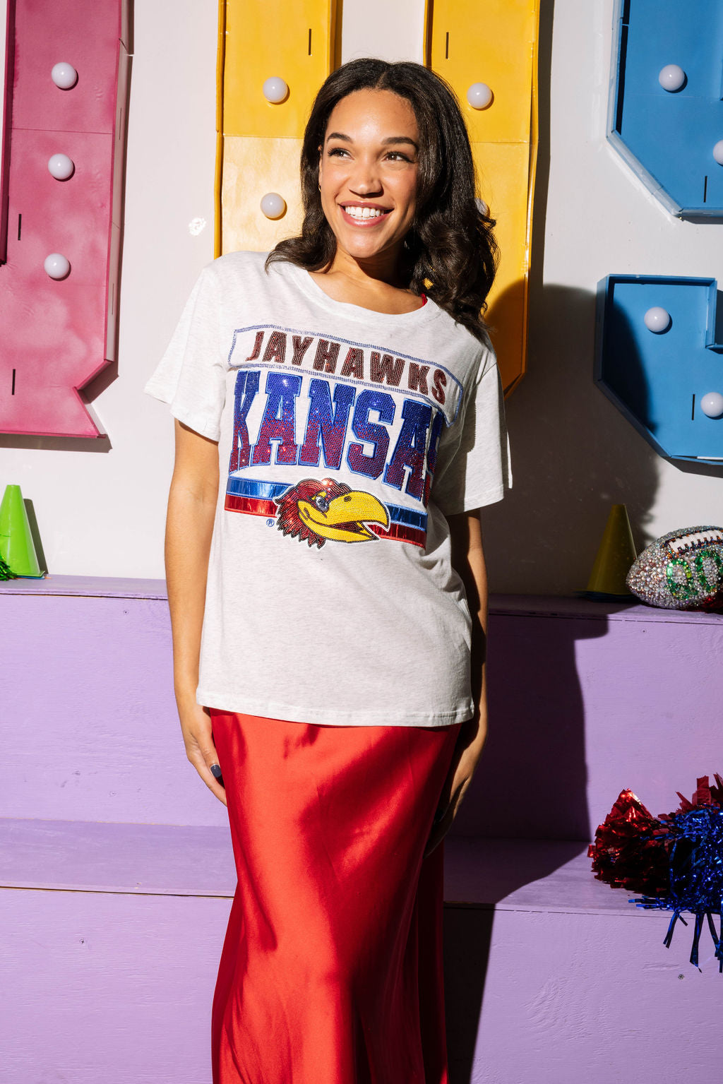 Licensed Grey Vintage 'Kansas Jayhawks' Tee