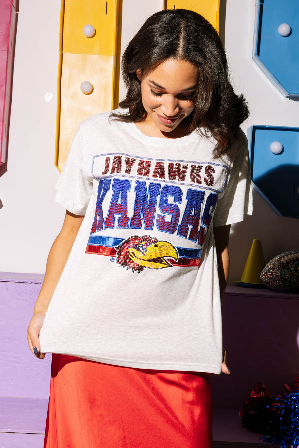 Licensed Grey Vintage 'Kansas Jayhawks' Tee