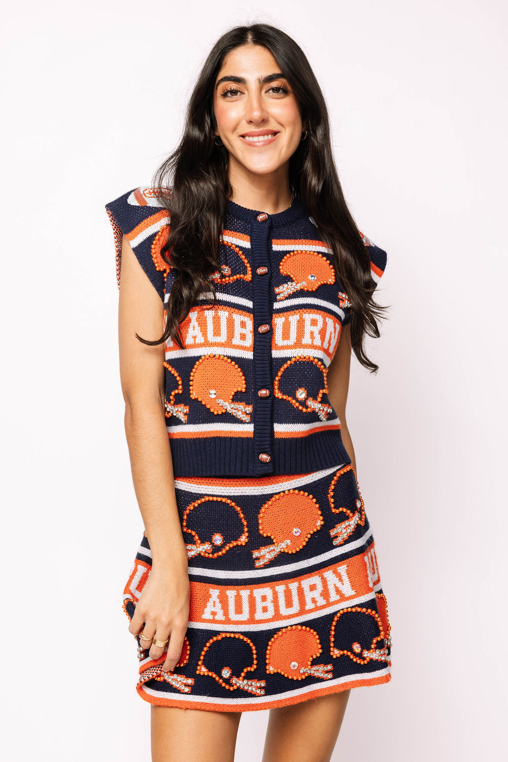 Licensed Sample - Auburn Vintage Football Helmet Stripe Vest and Skirt Set