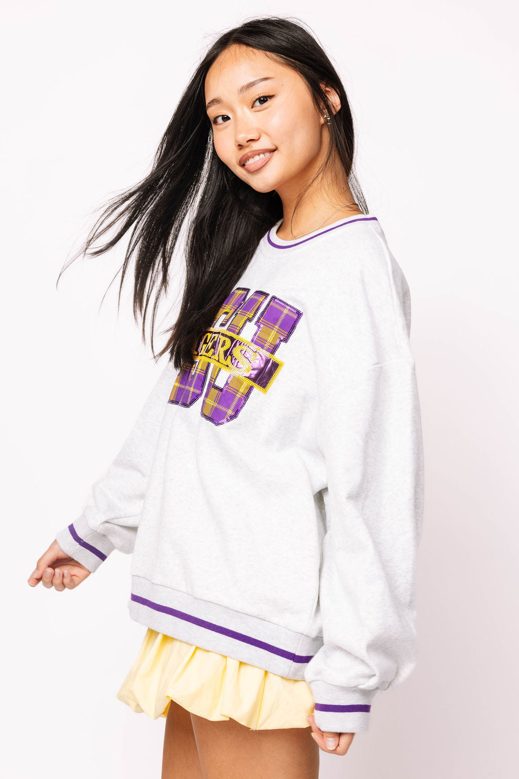 Licensed Sample - LSU Plaid Letter Sweatshirt