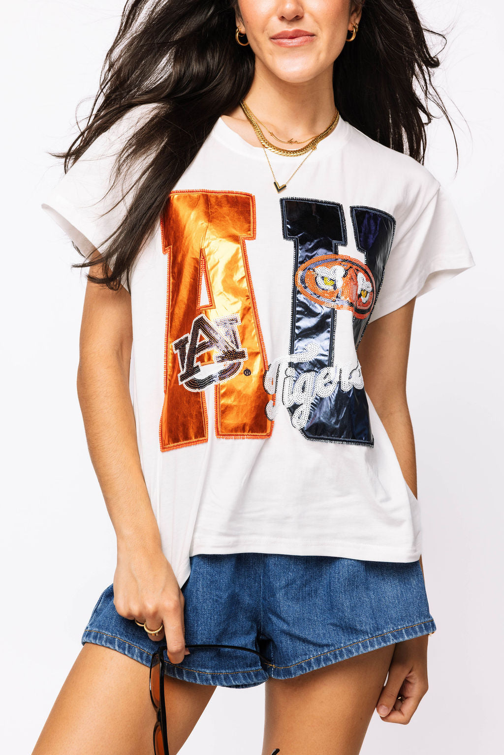Licensed Auburn Metallic Word with Icons Tee