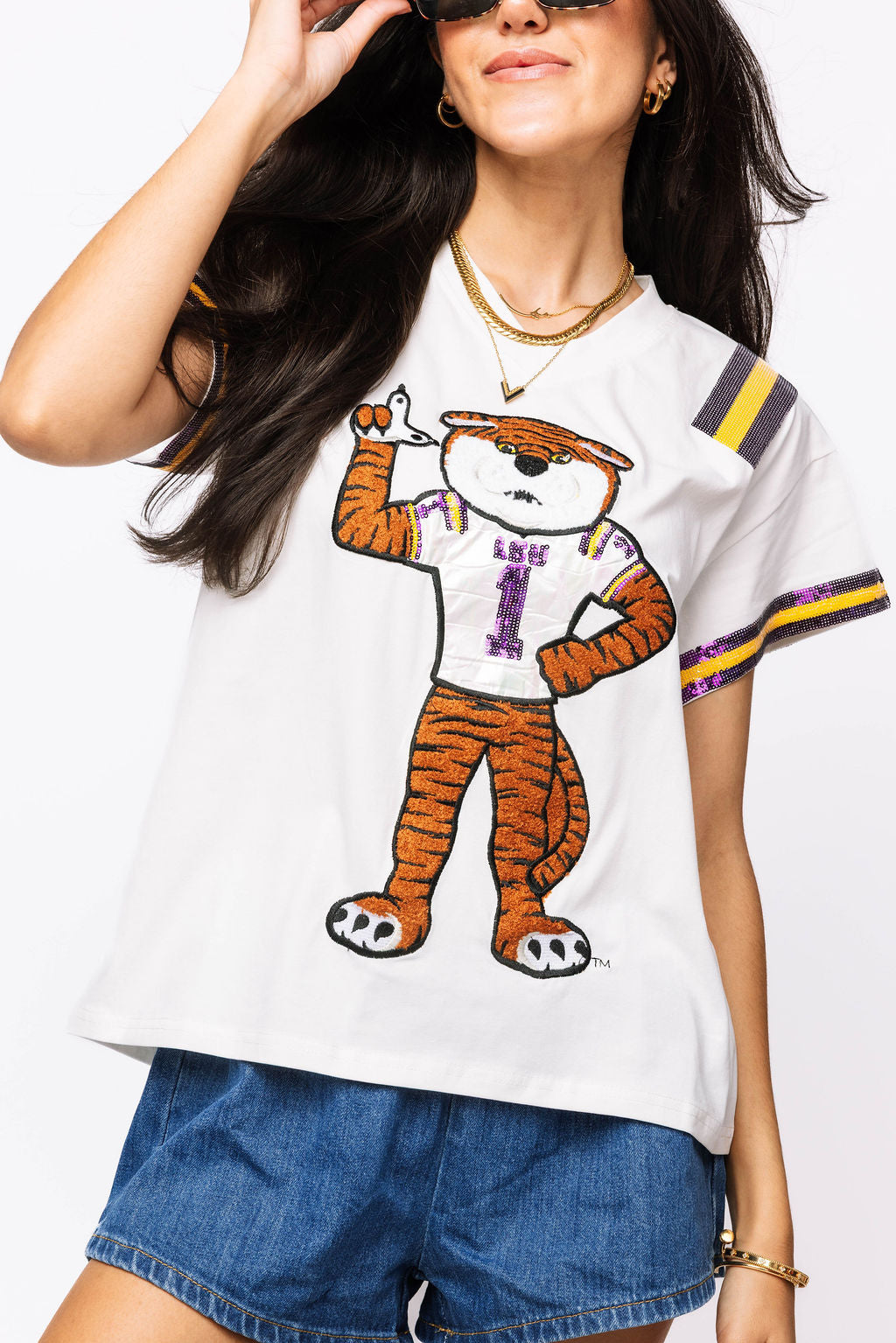 Licensed White, Purple & Gold LSU Tiger Jersey Tee