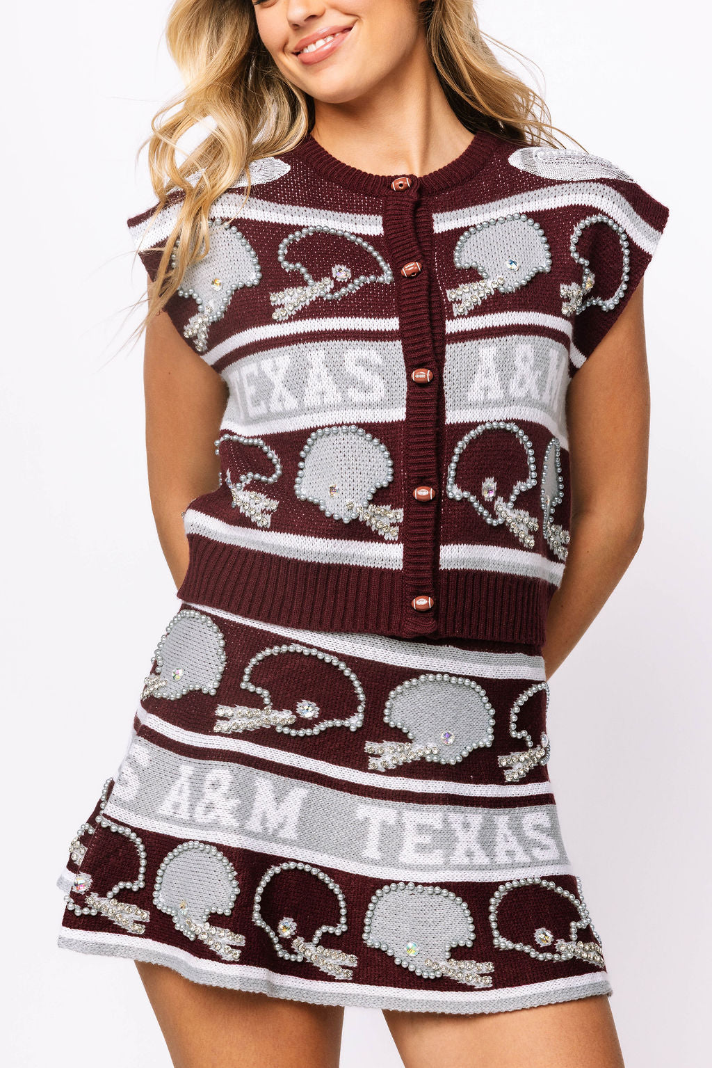 Licensed Texas A&M Vintage Football Helmet Stripe Skirt