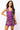 Bright Purple Plaid Crawling Tiger Button Tank Dress