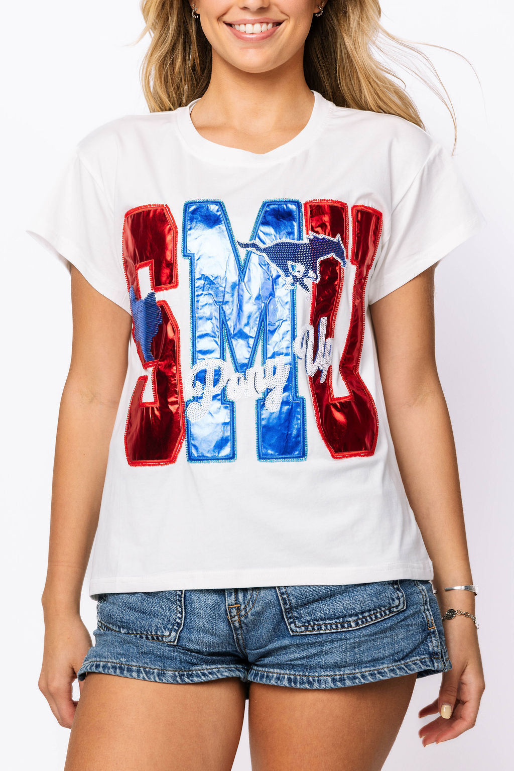 Licensed SMU Metallic Word with Icons Tee