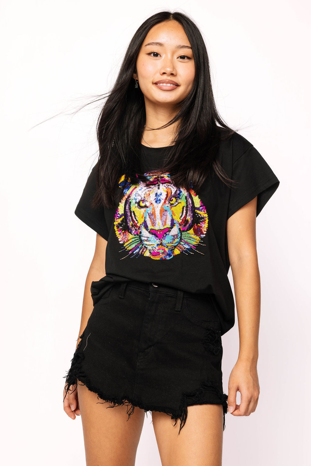 Black Rainbow Tiger Tee