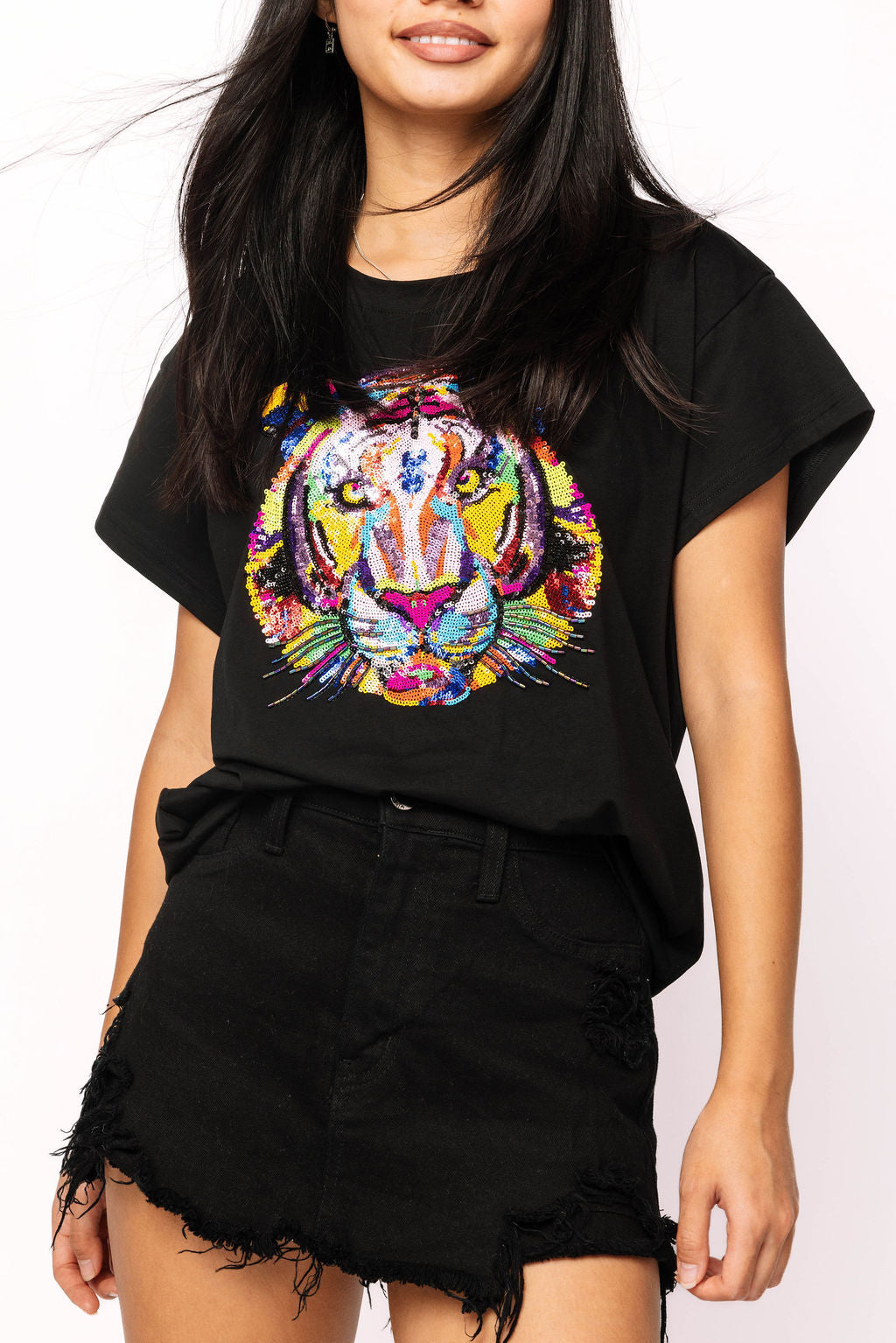 Black Rainbow Tiger Tee