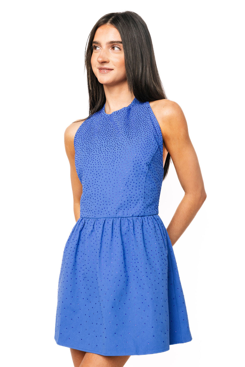 Royal Blue Rhinestone Tank Dress XS / GENGD261185