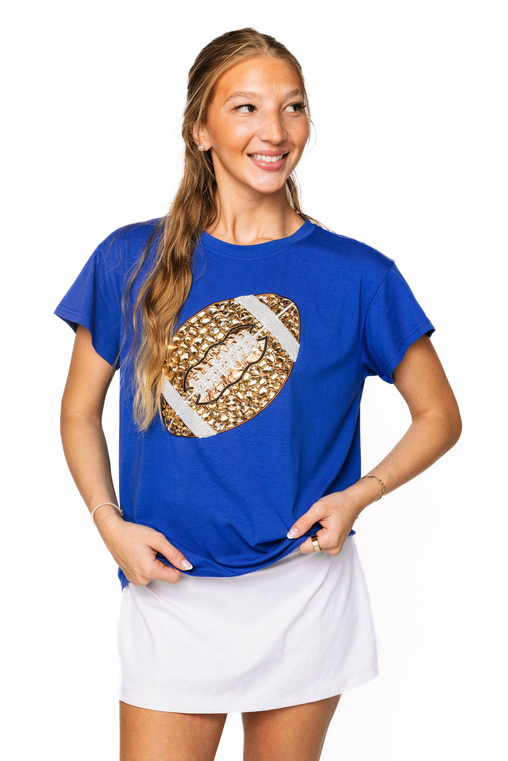 Royal Jeweled Football Tee