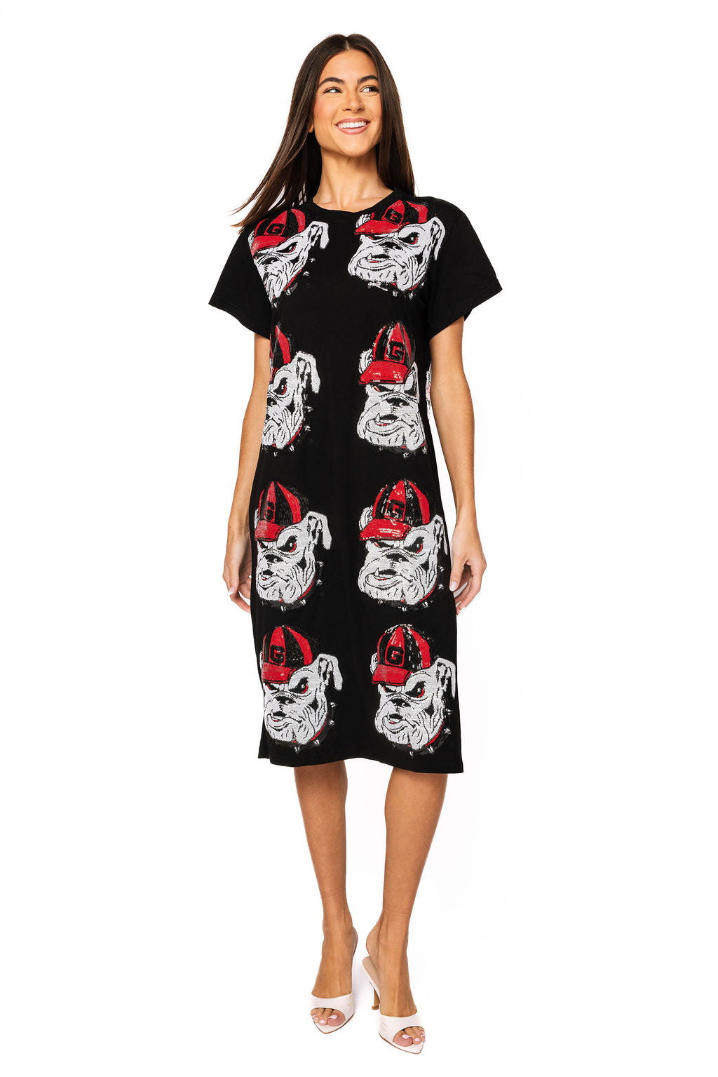 sequin georgia bulldog dress Women's Gameday Couture White Georgia Bulldogs Full Sequin Jersey Dress
