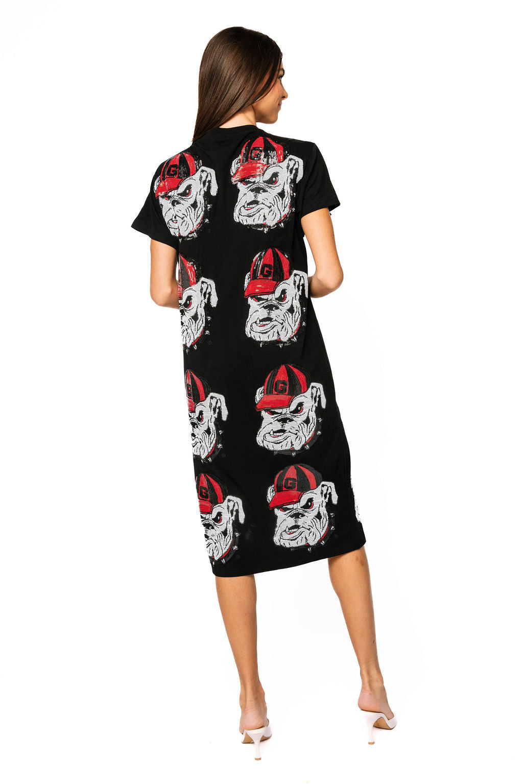 Licensed Black Georgia Bulldog Mascot Midi Tee Dress Queen of Sparkles Licensed Black Georgia Bulldog Mascot Midi Tee Dress Queen of Sparkles