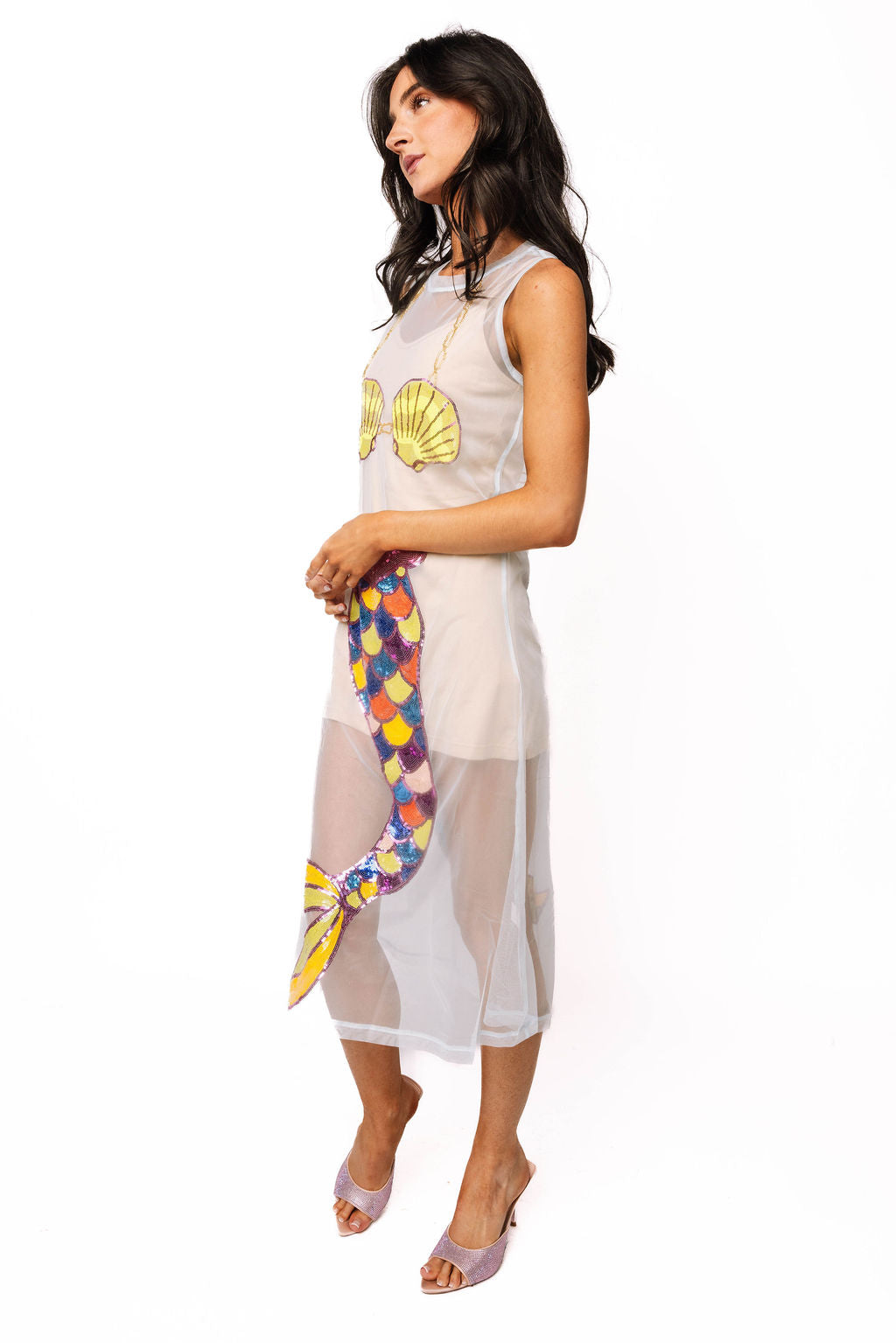 White Sheer Mermaid Midi Coverup