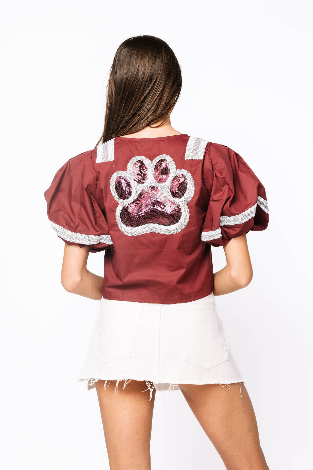 Licensed Sample - Miss State Cotton Tie Front Jersey Top