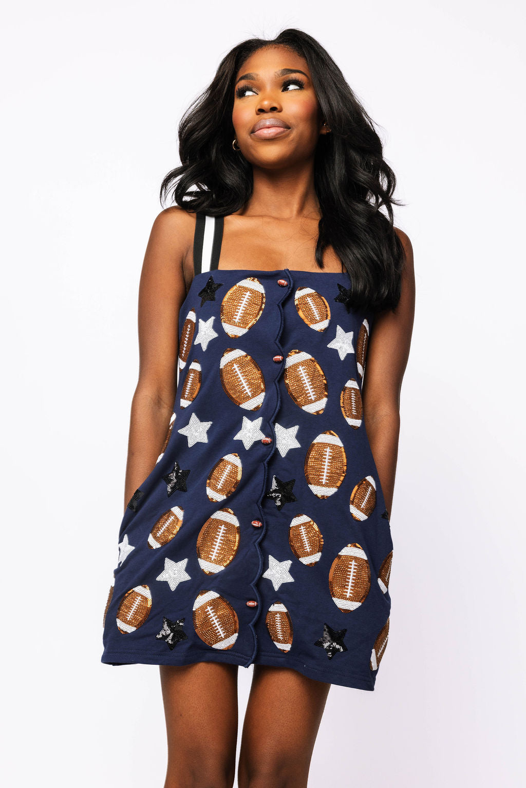 SAMPLE - Navy Stars & Football Tank Dress