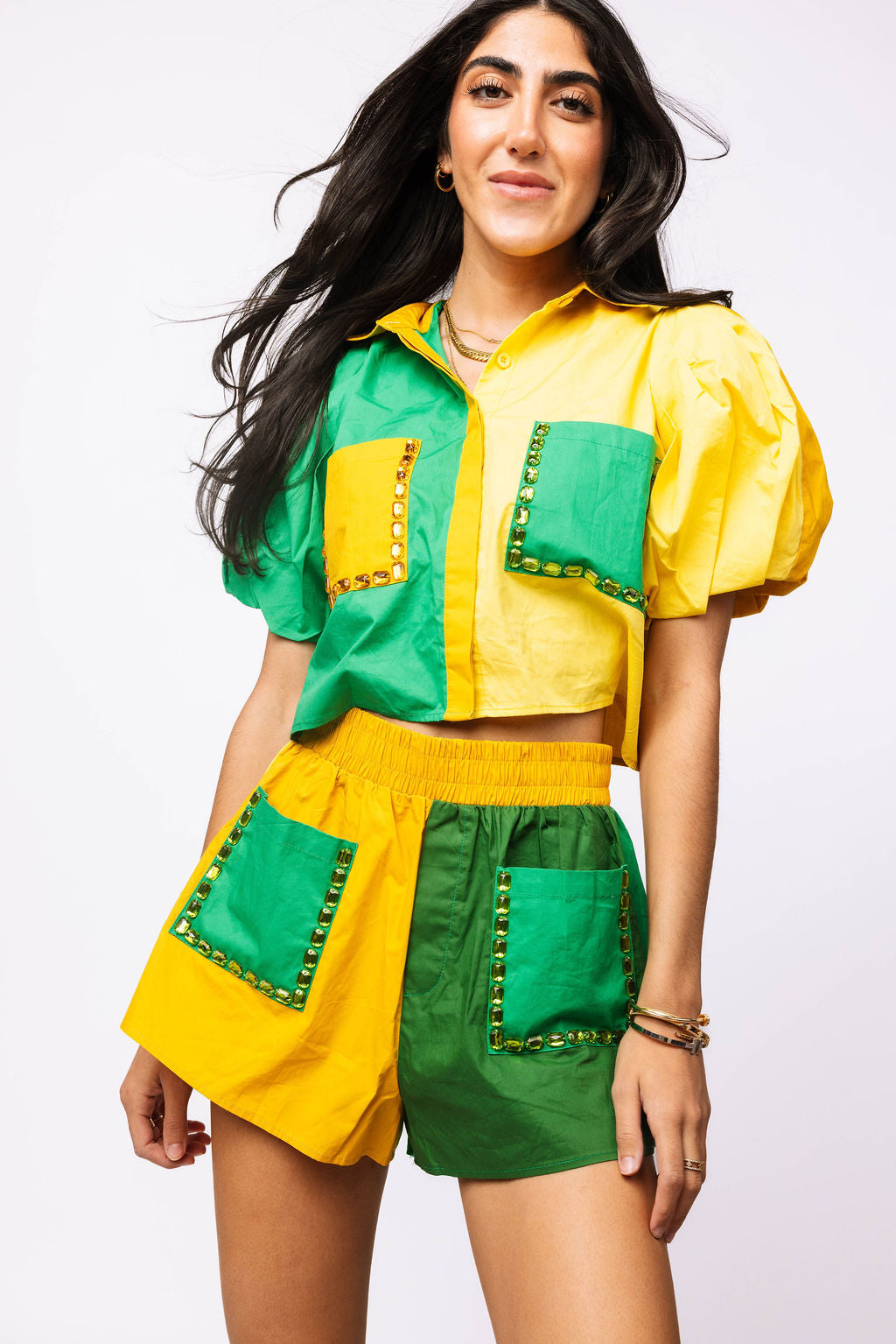 SAMPLE - Green & Yellow Collared Jewel Pocket Set