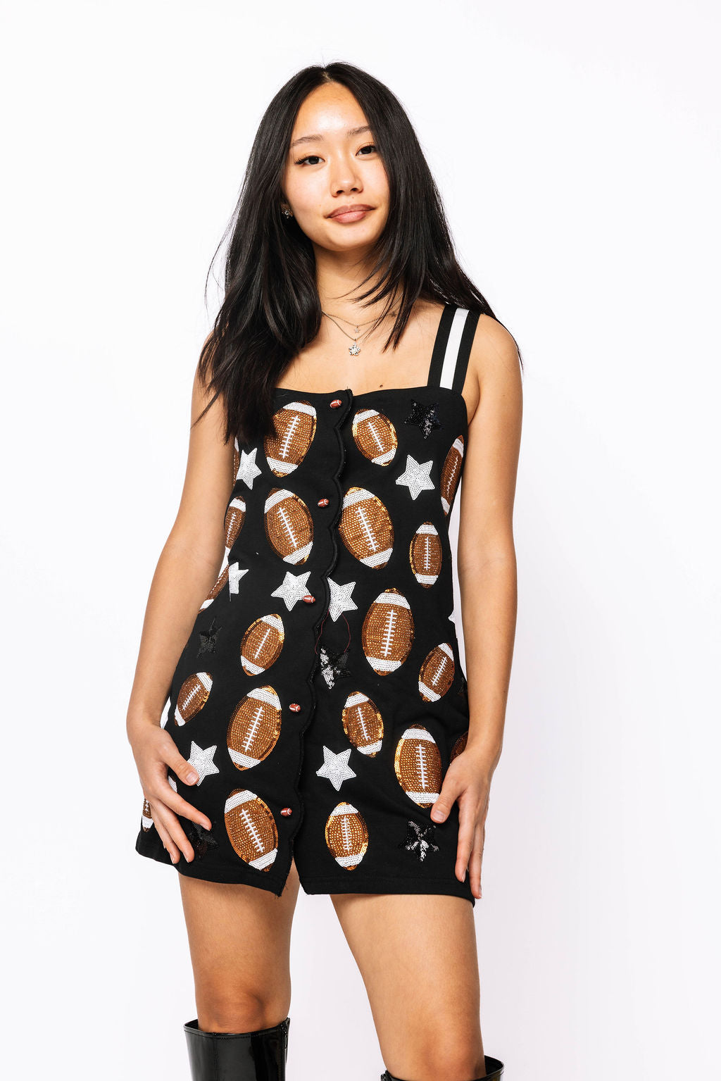 SAMPLE - Black Stars & Football Tank Dress