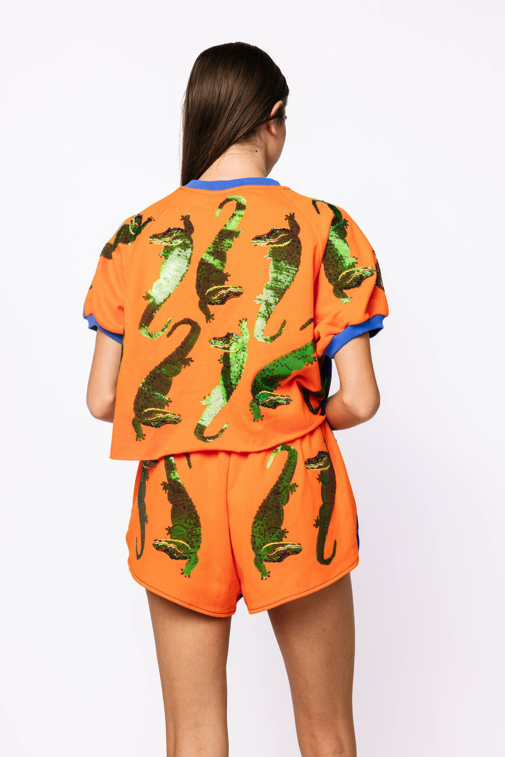 SAMPLE - Orange & Blue Scattered Alligator Top and Short Set