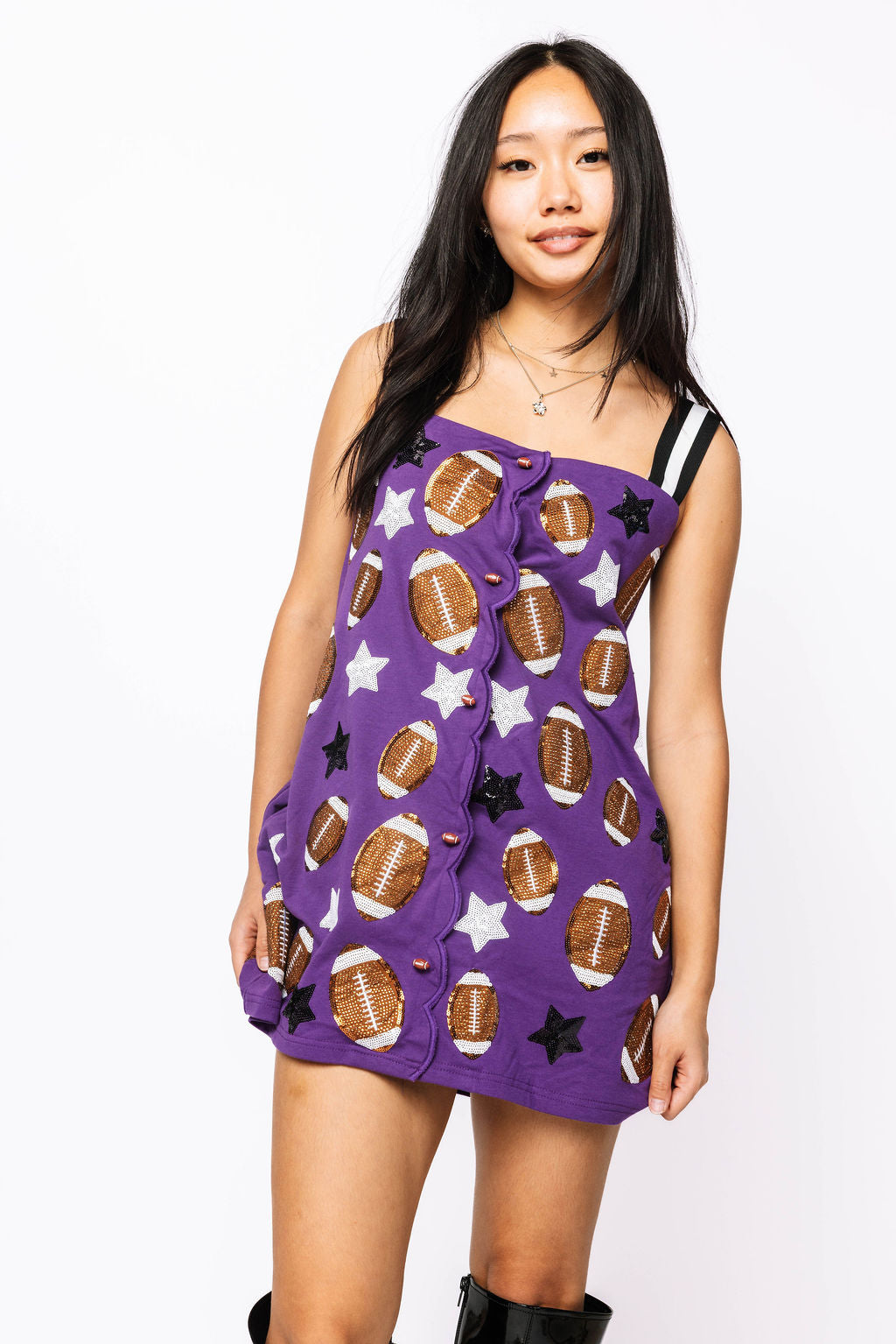 SAMPLE - Purple Stars & Football Tank Dress