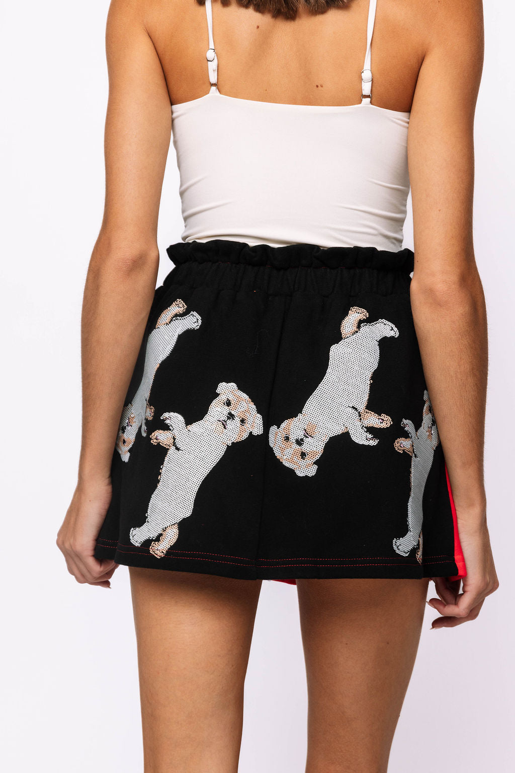 SAMPLE - Black & Red Full Body Scattered Bulldog Skort