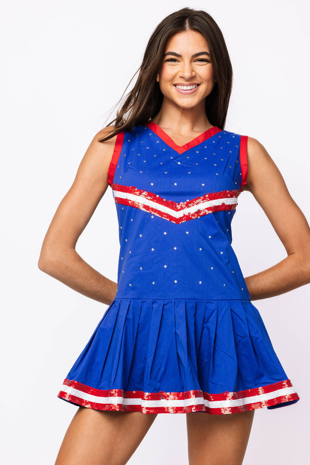 SAMPLE - Red & Orange Rhinestone Cheerleader Tank Dress