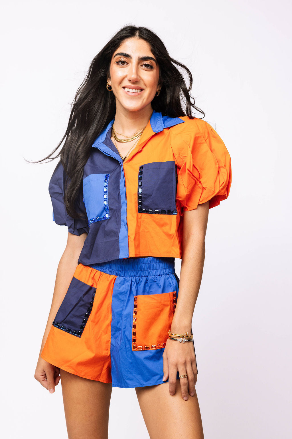 SAMPLE - Royal, Navy & Orange Collared Jewel Pocket Set