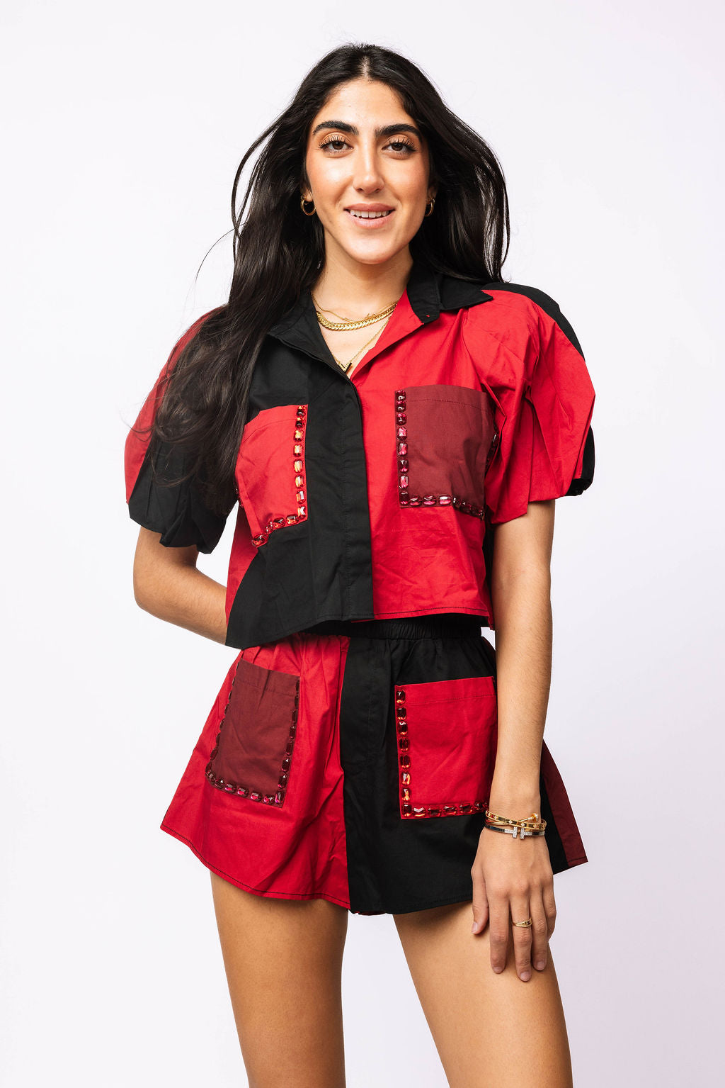 SAMPLE - Garnet & Black Collared Jewel Pocket Set